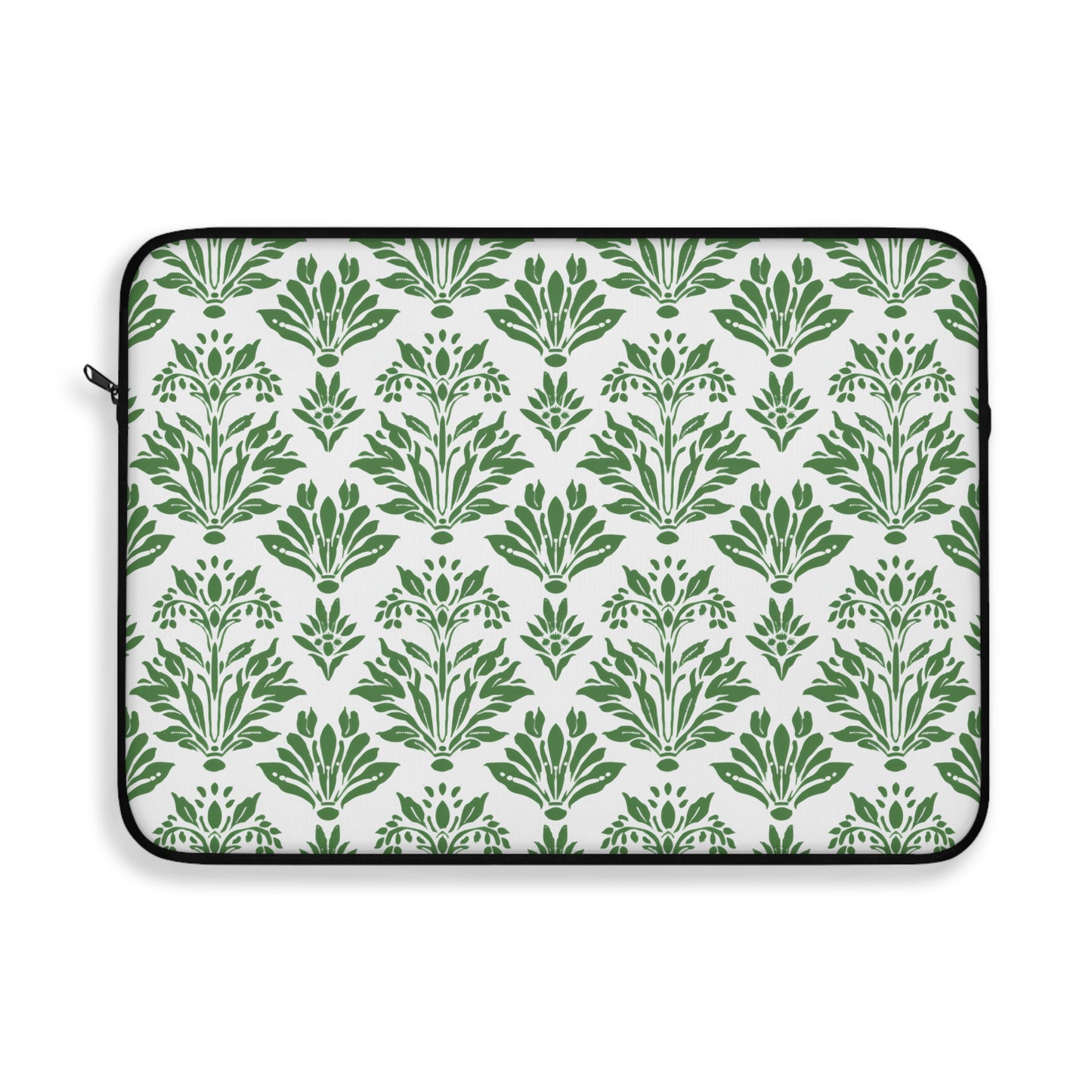 Green Floral Indian Block Print Pattern Laptop or Ipad Protective Sleeve 3 Sizes Available