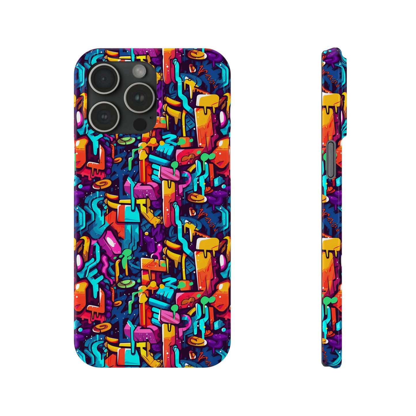 3D Abstract Colorful Street Graffiti Art Design Iphone 15-12 Slim Phone Case