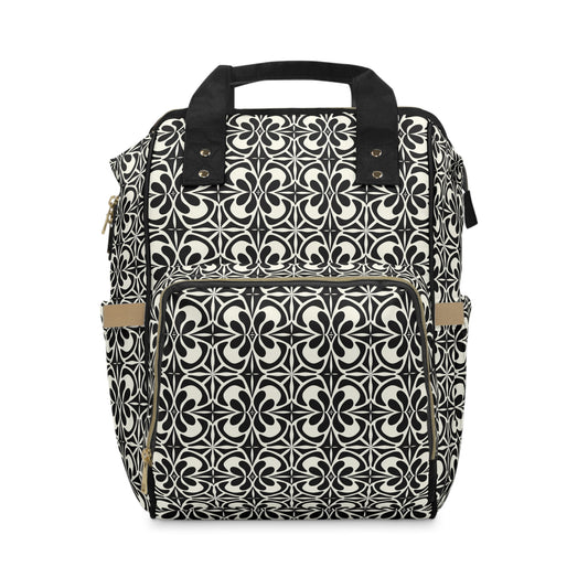 Vintage Retro Chic Bold Black and White Geometric Pattern Multifunctional Diaper Backpack