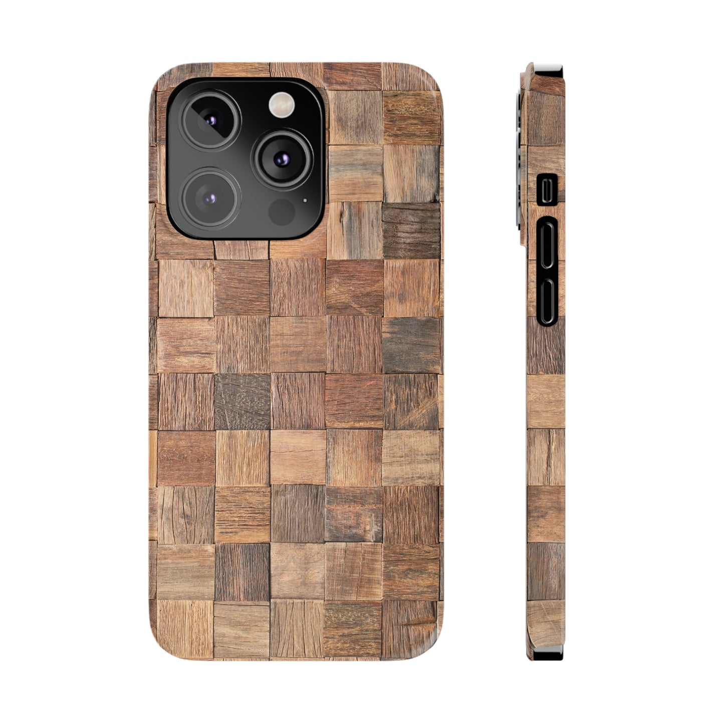 Organic Elegance Natural Woven Wood Design Design Iphone 15-12 Slim Phone Case