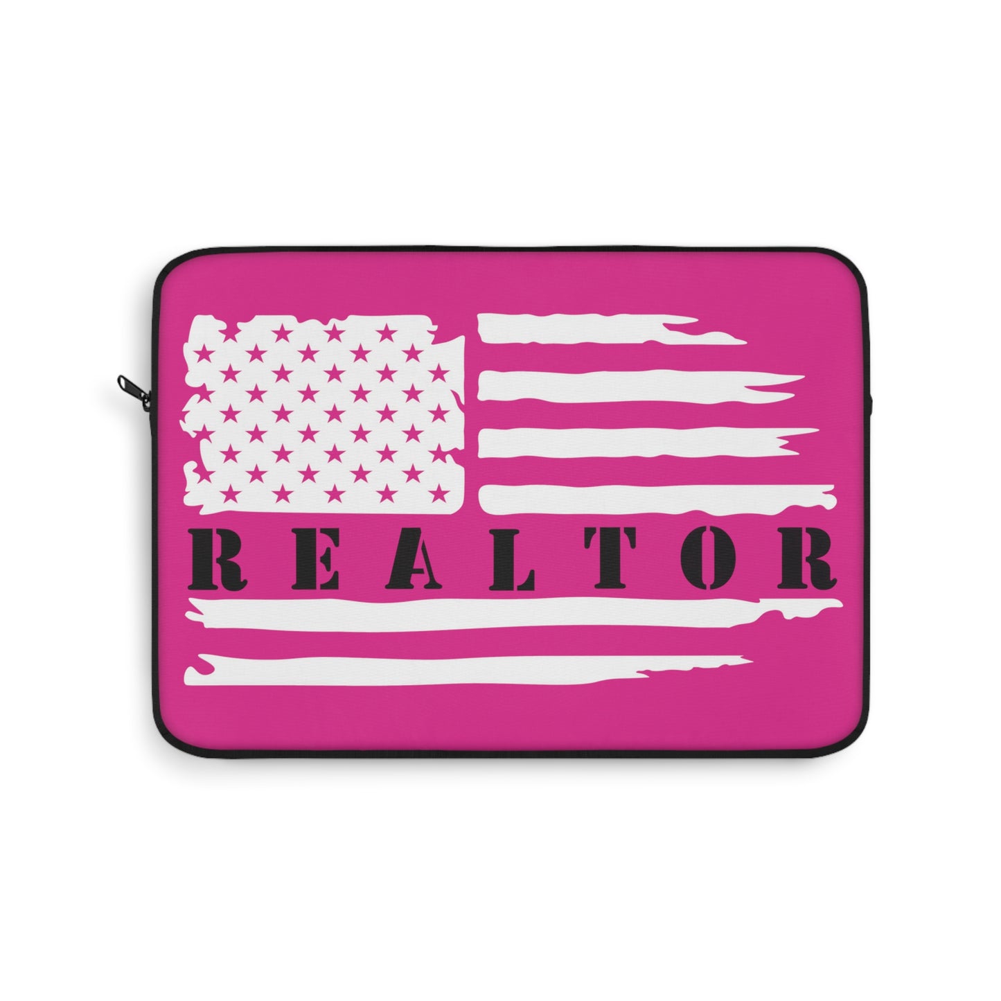 American Flag & Realtor Pink & Black Laptop or Ipad Protective Sleeve 3 Sizes