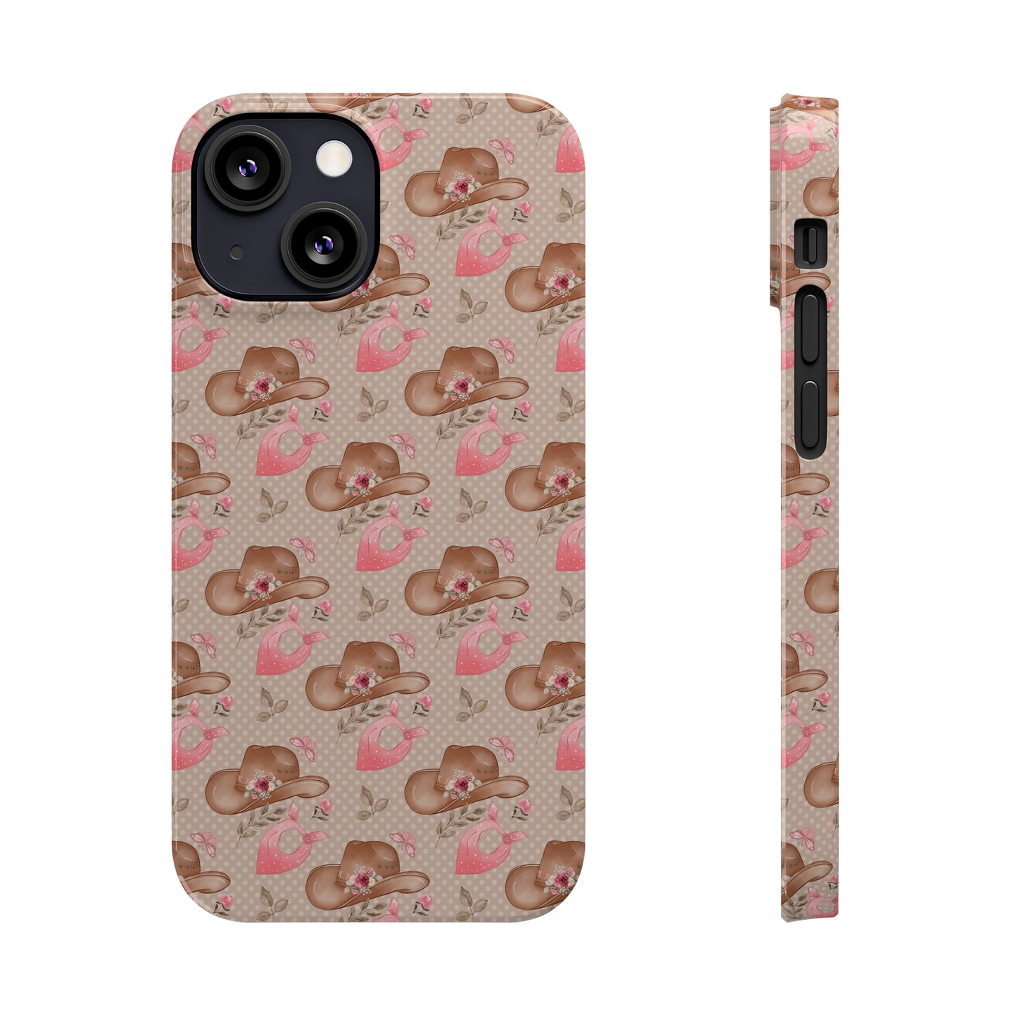 Western Cowgirl Hat with Flowers Iphone 15-12 Slim Phone Case