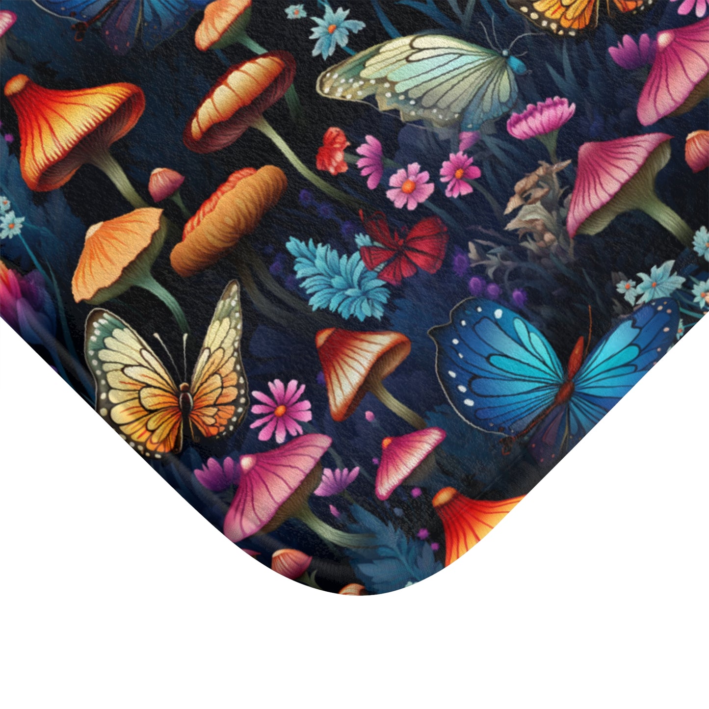 Mystical Butterflies and Mushroom Nighttime Garden  - Bathroom Non-Slip Mat 2 Sizes