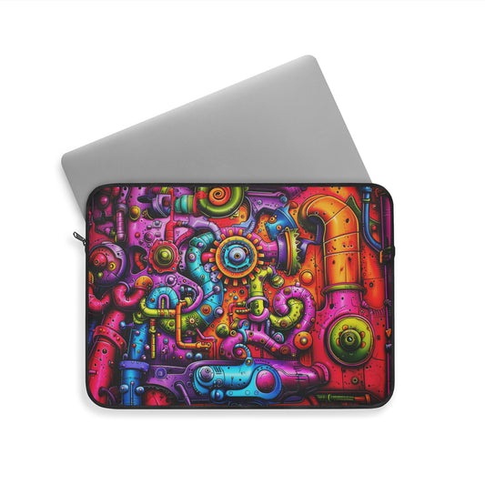 Mechanical Kaleidoscope of Vibrant Steampunk Gears and Pipes Laptop or Ipad Protective Sleeve 3 Sizes Available