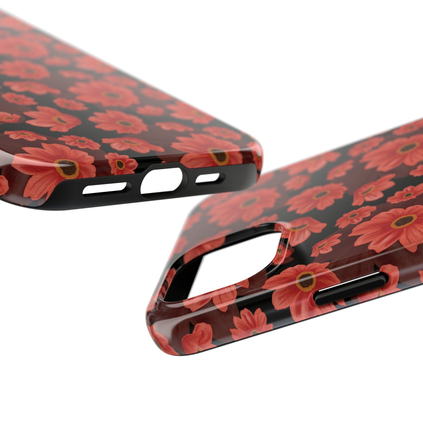 Large Red Flower Design Iphone Tough Phone Case