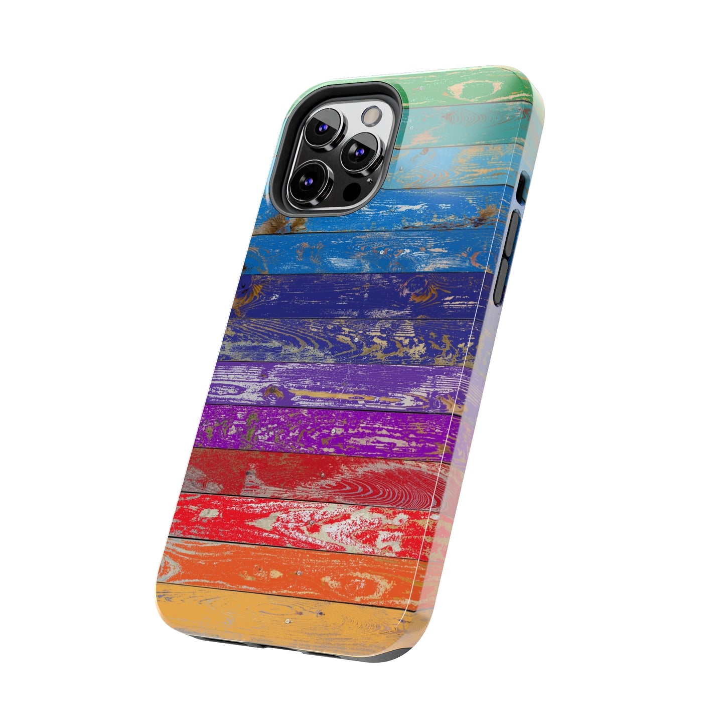 Rainbow Wood Planks Iphone Tough Phone Case