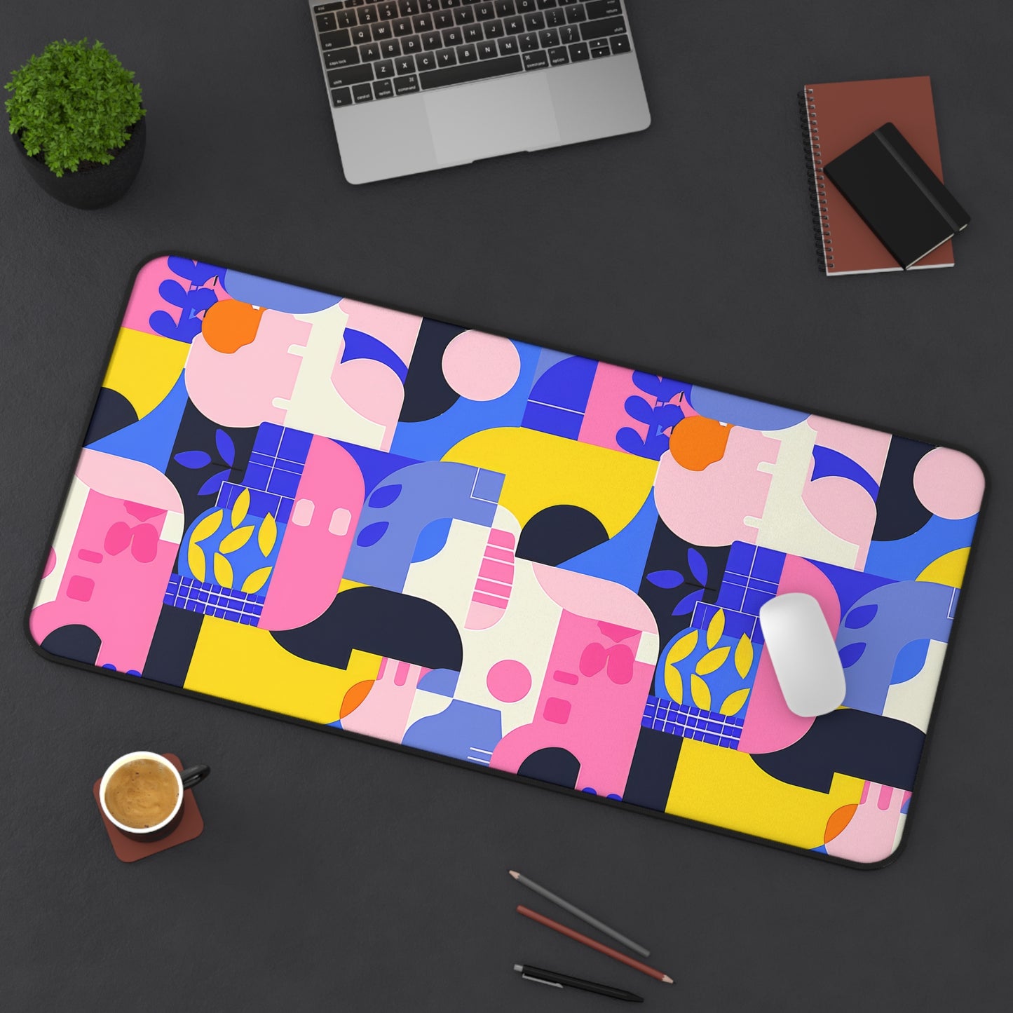 Pop Art in Vibrant Bold Geometric Colors Extended Gaming Mouse Pad  Desk Mat  - 3 Sizes