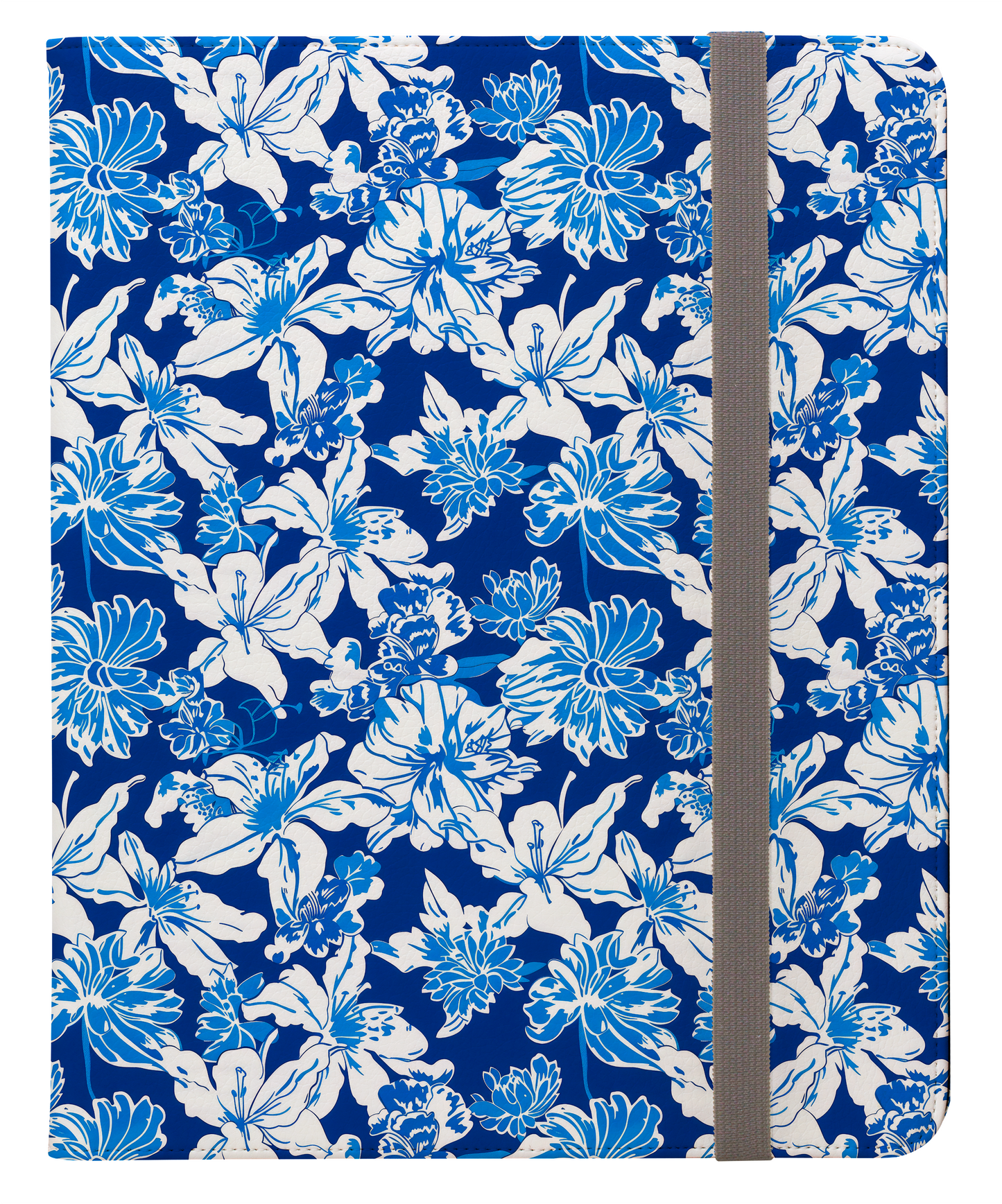 Oceanic Bloom: Watercolor Tropical Flowers in White and Blue against a Deep Blue Protective iPad Pro 11 & Pro 12.9 Protective Case and Pencil Holder