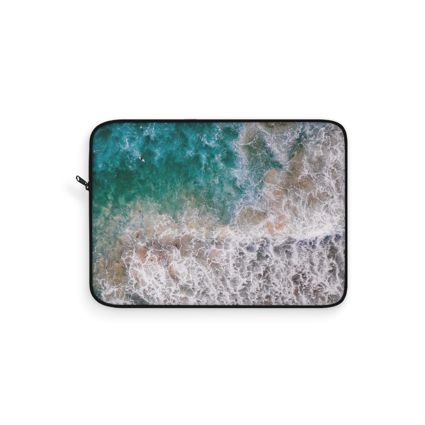 Ocean's Embrace: Deep Green Waters with White Waves Crashing onto the Beach Laptop or Ipad Protective Sleeve 3 Sizes Available