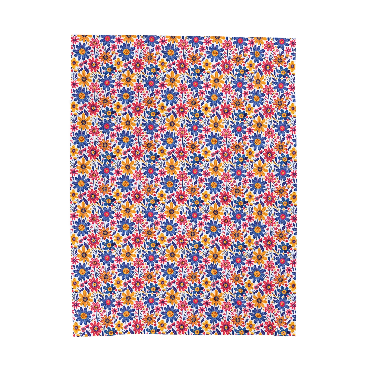 Vivid Blossom Bouquet: Large Hand-Drawn Spring Flowers Bursting with Vibrant Colors Velveteen Plush Blanket 3 Sizes