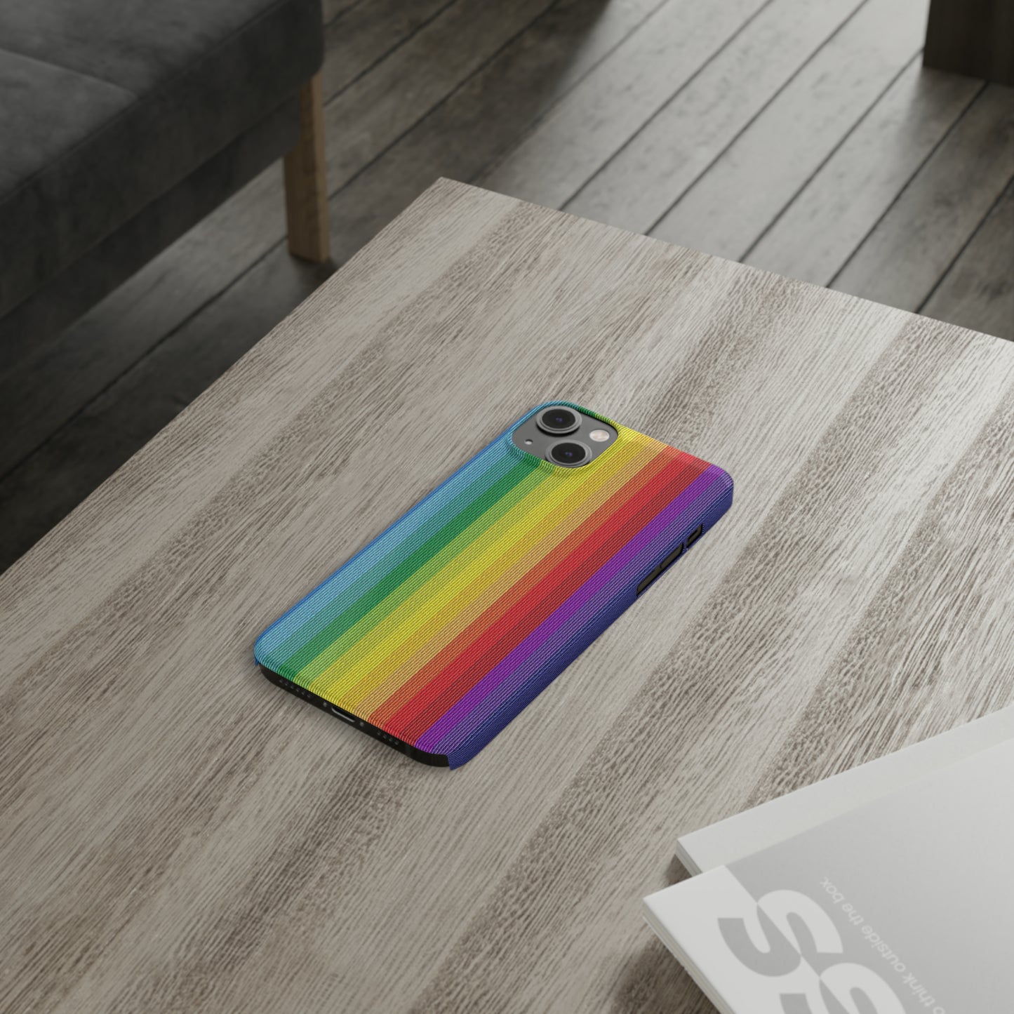 Rainbow Stripe Design Iphone 15-12 Slim Phone Case