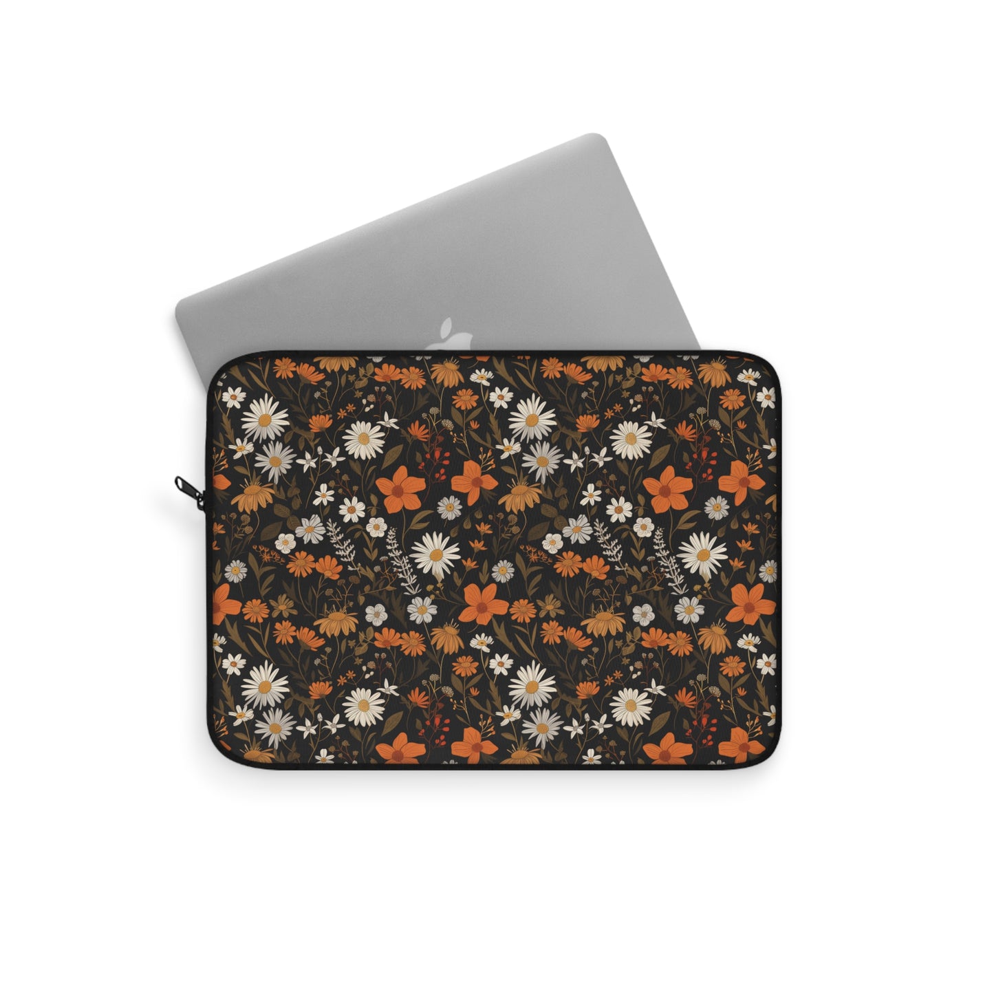 Elegant Floral Seamless Pattern in Warm Autumn Hues on Dark Background Laptop or Ipad Protective Sleeve 3 Sizes Available