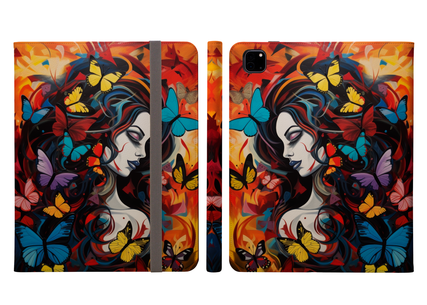 Butterflies Fluttering Amidst Fiery Hues, Capturing the Ethereal Beauty of a Mysterious Siren Ipad Pro 11 & Pro 12.9 Protective Case and Pencil Holder