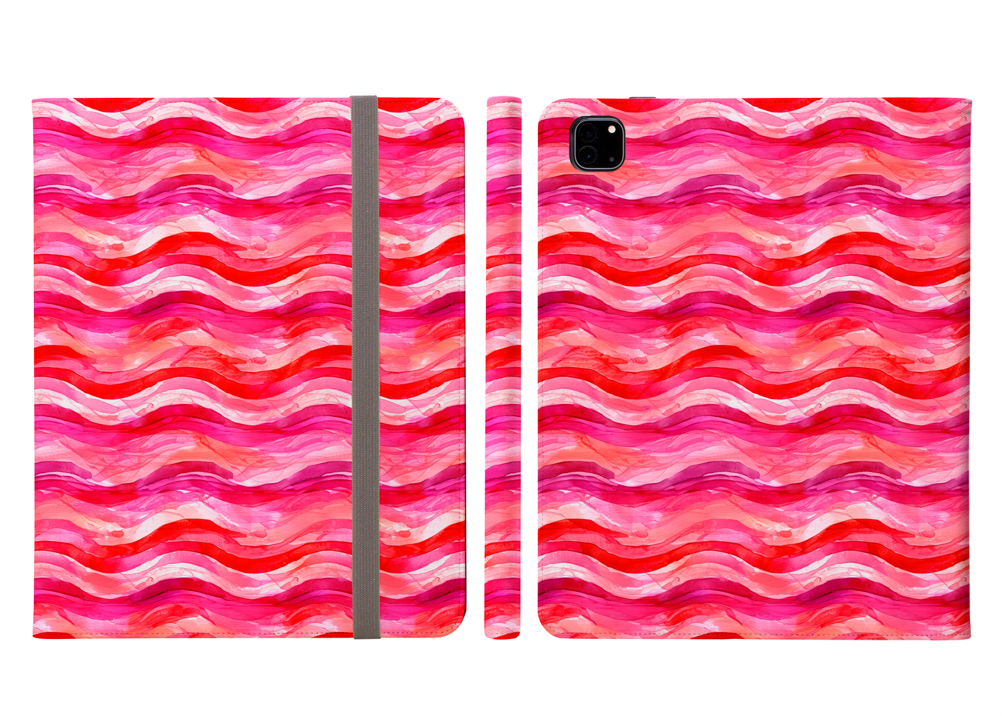 Vivid Whispering Wave of Crimson and Pink Protective iPad Pro 11 & Pro 12.9 Protective Case and Pencil Holder