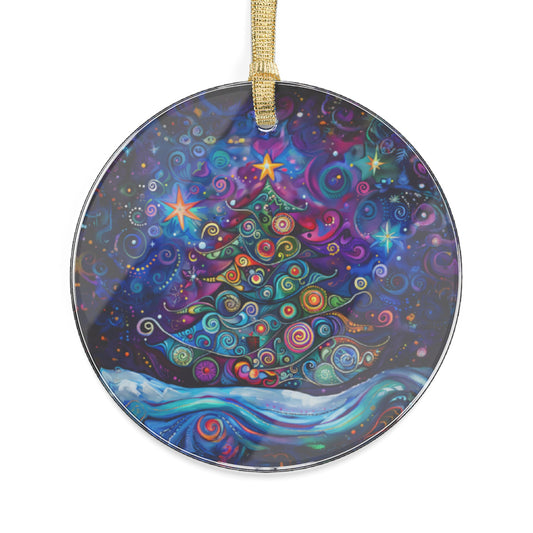 Christmas Tree in Magical Purple Hues, Sparkling Amidst Vibrant Stars Acrylic Ornaments 1, 5, 10, 25, and 50 pieces