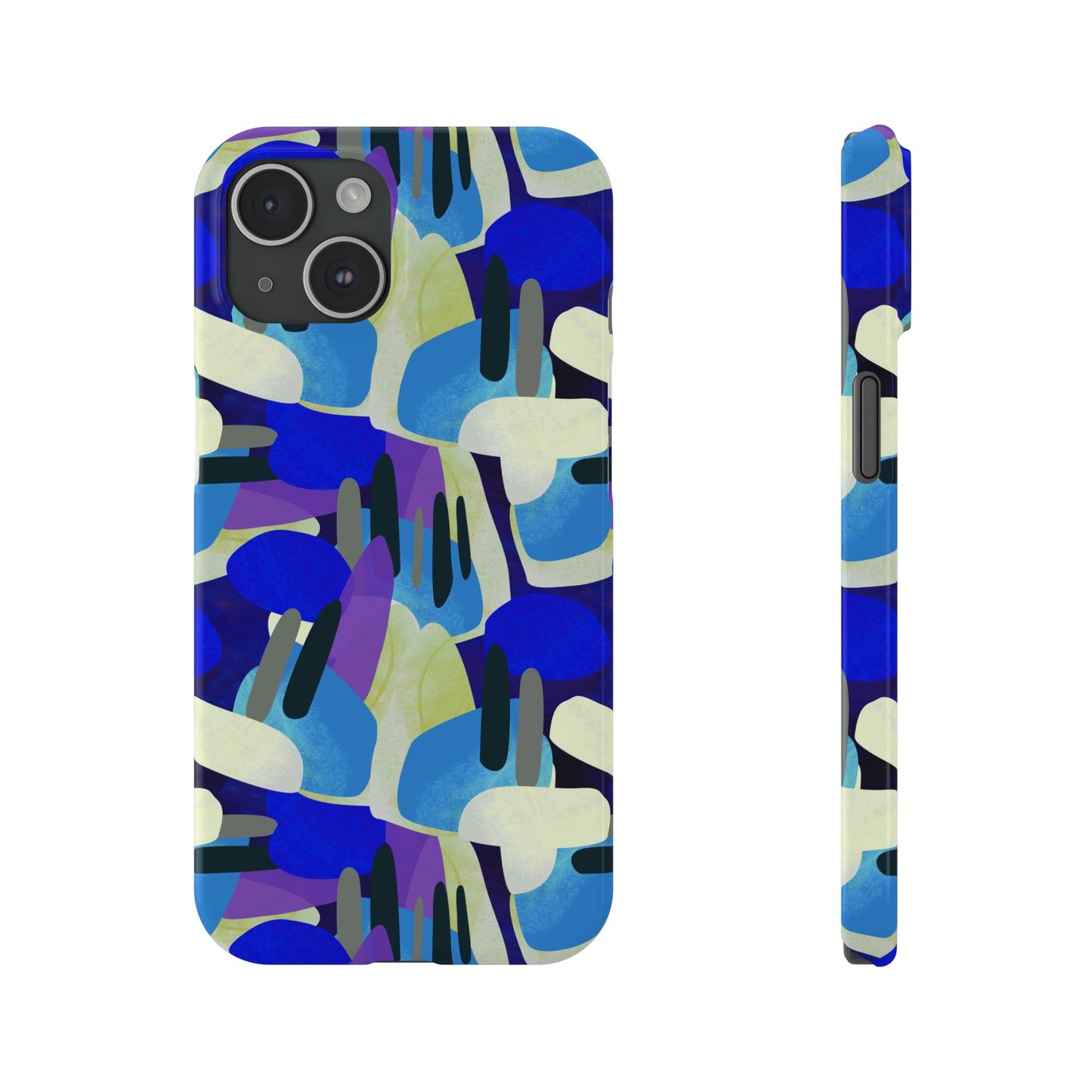 Blue, Purple and Green Abstract Design Iphone 15-12 Slim Phone Case