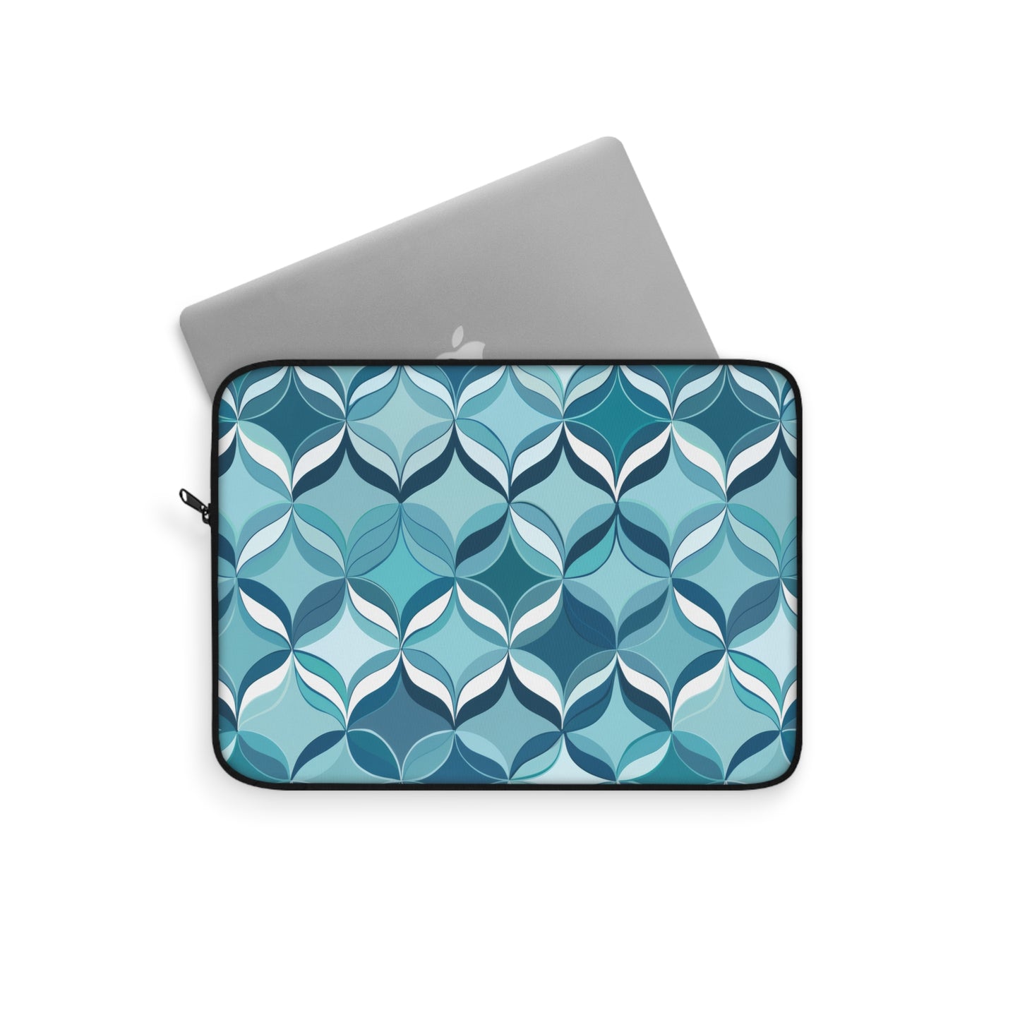 Modern Chic Aqua and Cream Geometric Pattern Laptop or Ipad Protective Sleeve 3 Sizes Available