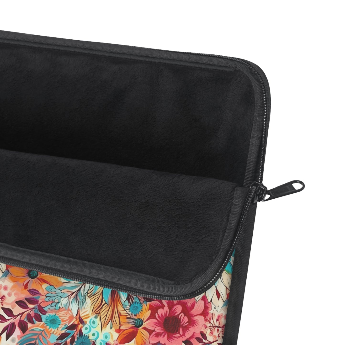 Floral Explosion of Pinks, Teals and Oranges on a Soft Cream Canvas Laptop or Ipad Protective Sleeve 3 Sizes Available