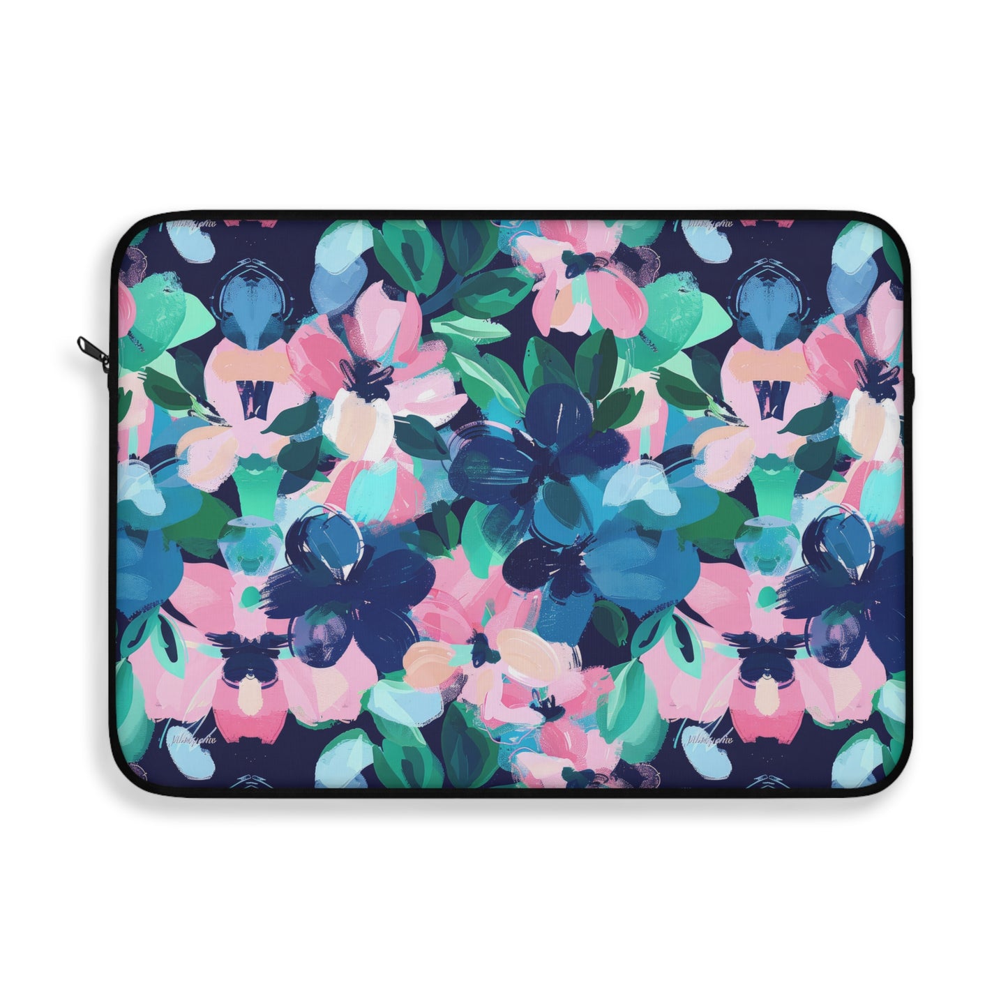 Tranquil Blooms: Muted Blue, Pink, and Green Watercolor Flowers Laptop or Ipad Protective Sleeve 3 Sizes Available