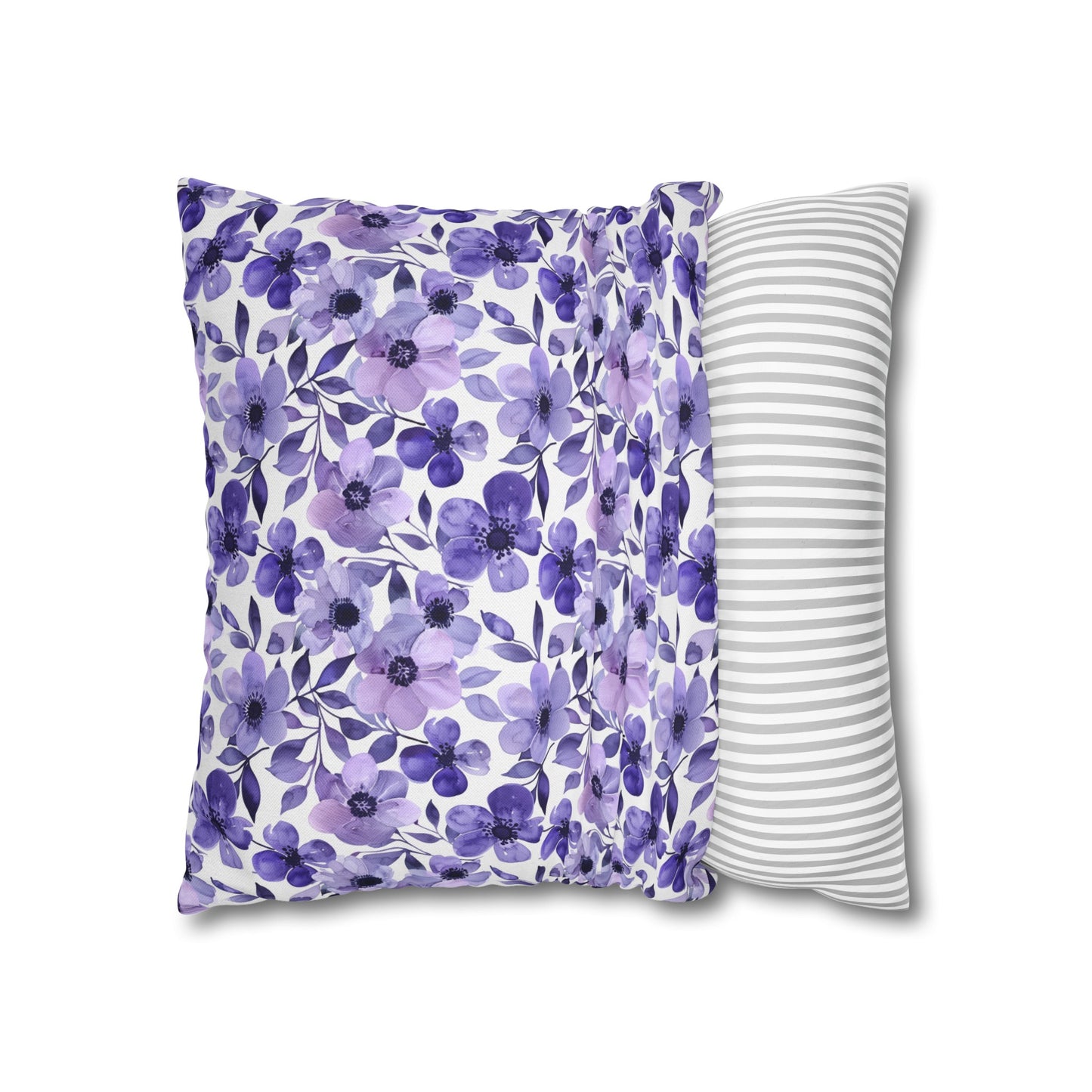 Elegant Purple Watercolor Blossoms Spun Polyester Square Pillowcase 4 Sizes