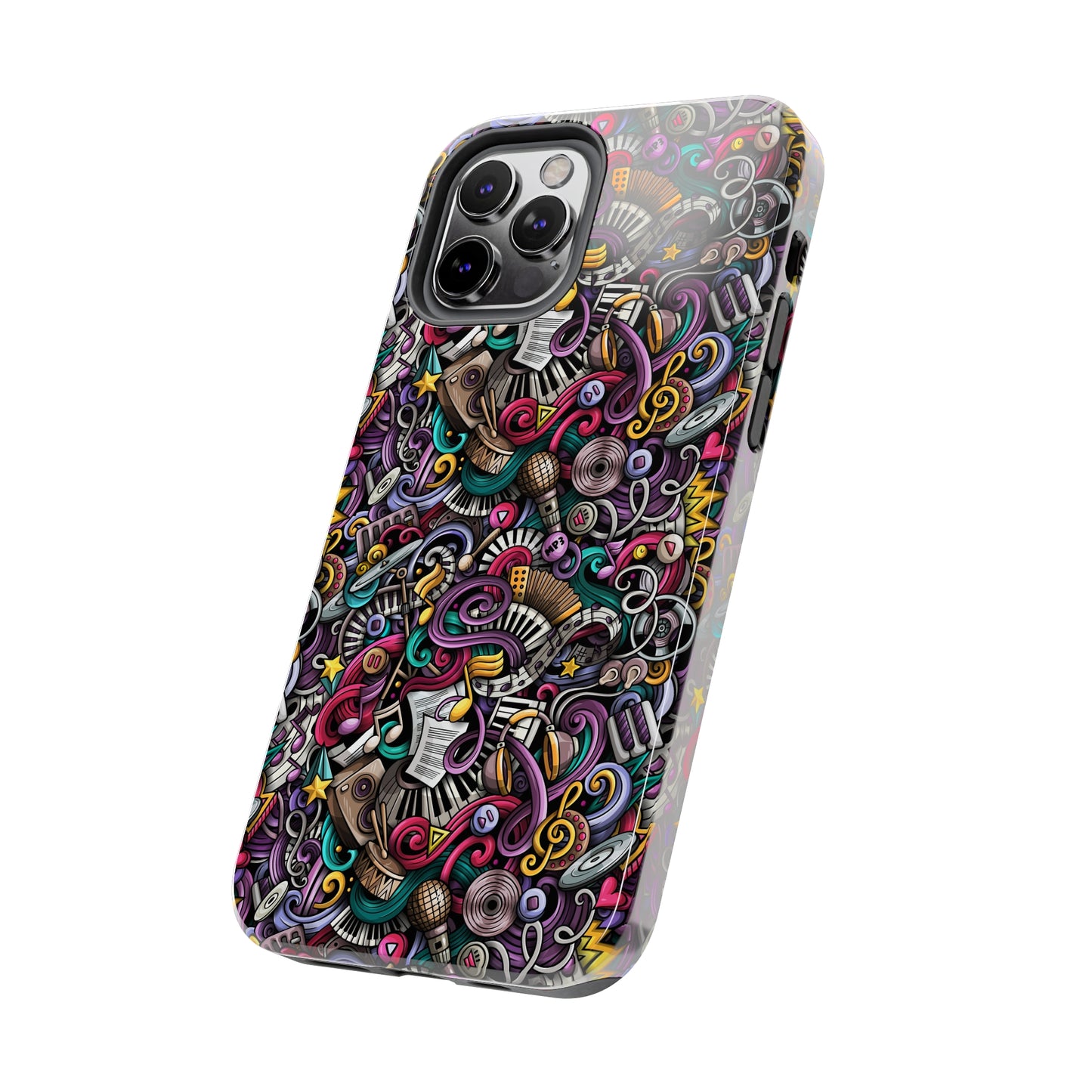 Musical Notes, Sheet Music, Swirls Cartoon Design Iphone Tough Phone Case