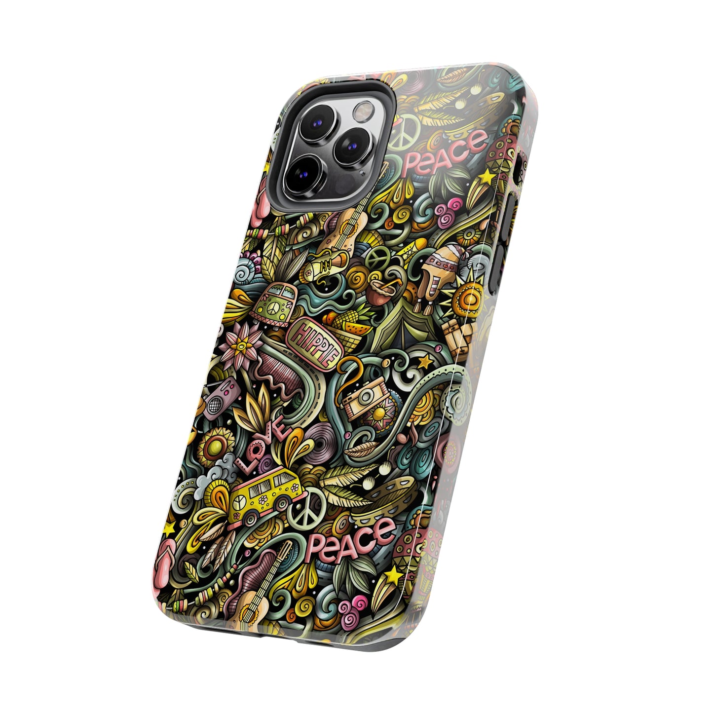 Peace, Love & VW Fun Cartoon Design Iphone Tough Phone Case