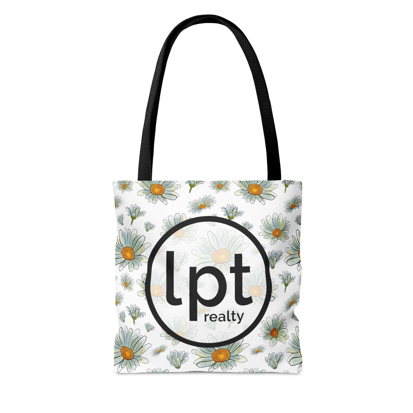 LPT Realty Logo on Watercolor Daisies Design - Canvas Tote 3 Sizes