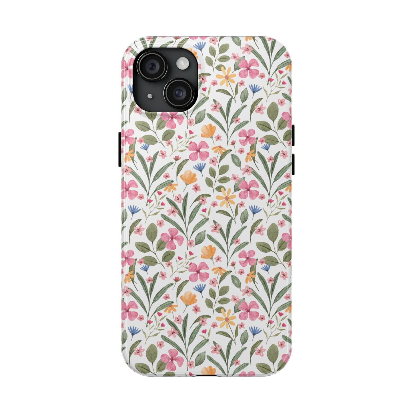 Pink Watercolor Spring Flowers Iphone Tough Phone Case