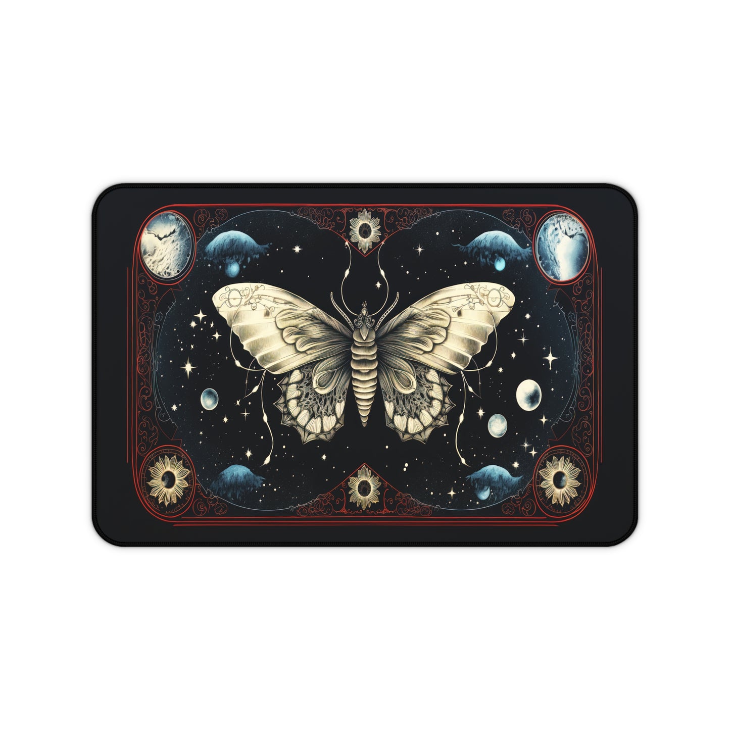 Fantasy Death Moth and Celestial Planets - Desk Mat Extended Gaming Mouse Pad 3 Sizes