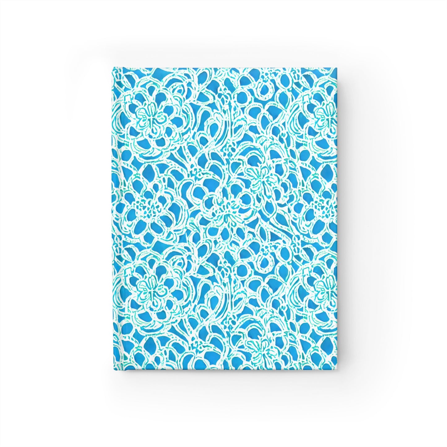 Luminous Swirls: Abstract Watercolor Floral Patterns in Lime Green and Blue Hardcover Ruled Line Journal