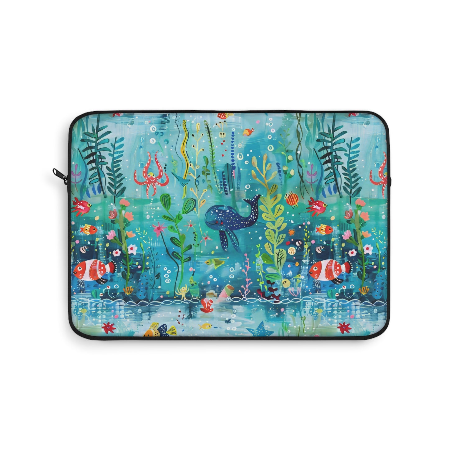 Ocean Enchantment: Magical Watercolor Sea Creatures Laptop or Ipad Protective Sleeve 3 Sizes Available