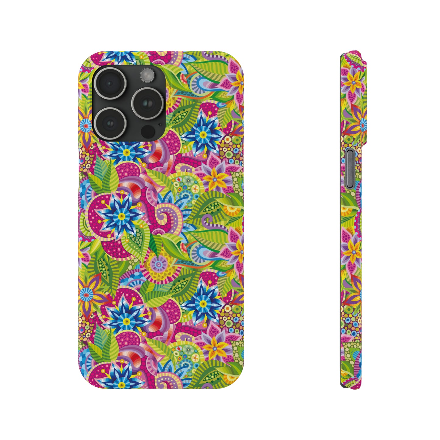 Vibrant Array of Abstract Flowers and Paisley in Rainbow Hues Iphone 15-12 Slim Phone Case