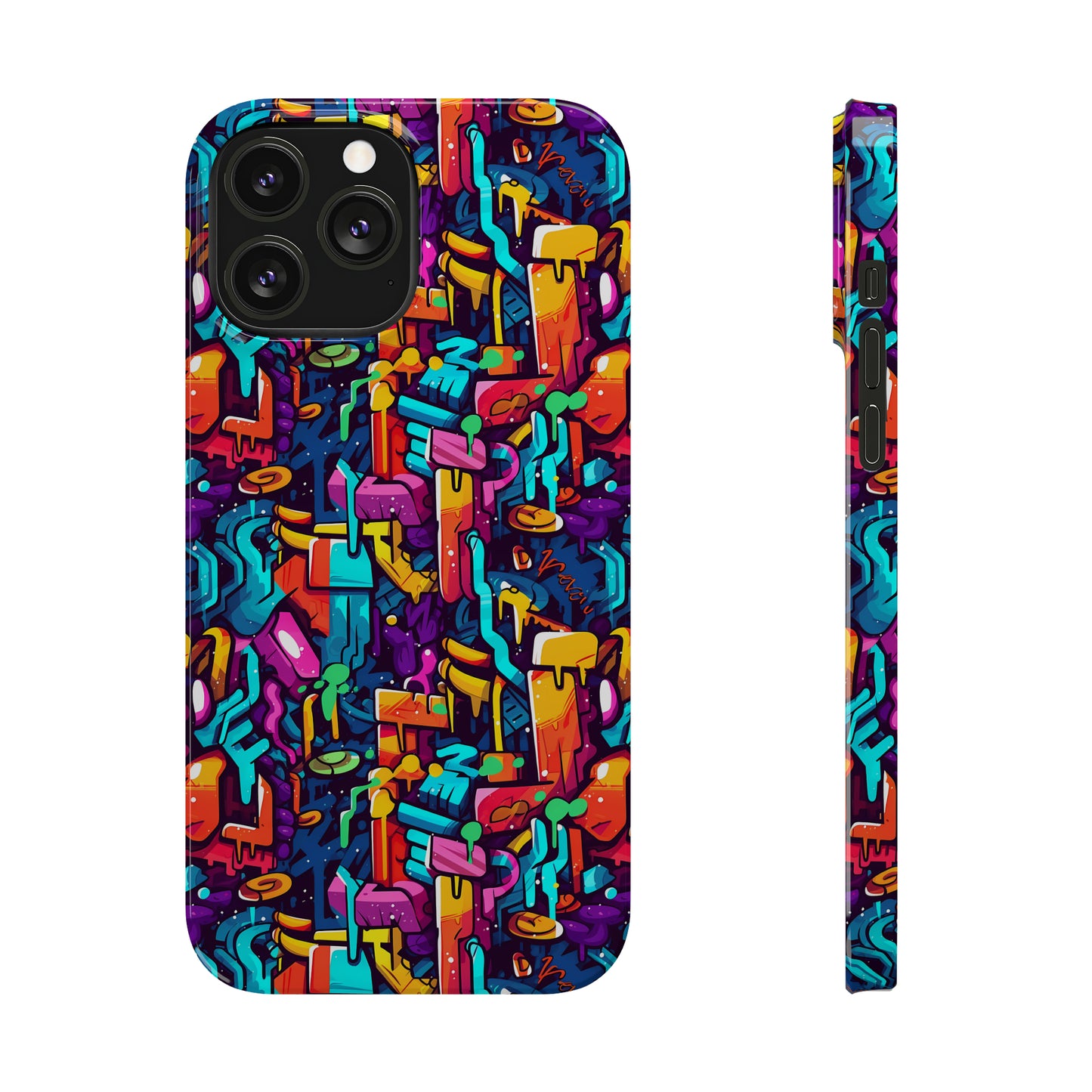 3D Abstract Colorful Street Graffiti Art Design Iphone 15-12 Slim Phone Case