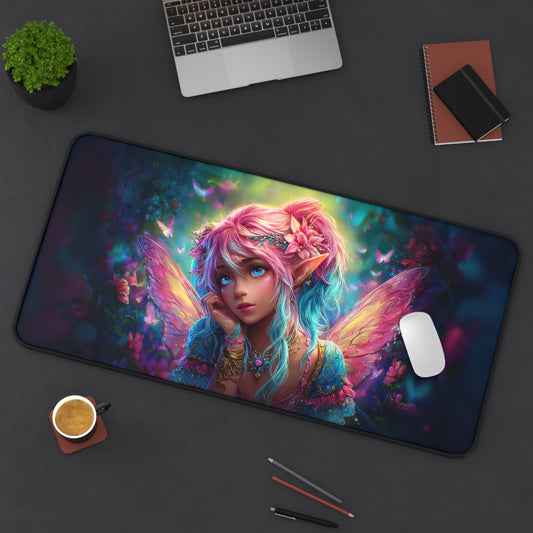 Enchanted Elf Girl Mousepad, Fantasy Fairy Desk Mat, Magical Butterflies Extra Large Mousepad, Gaming Desk Mat, Desktop Accessory