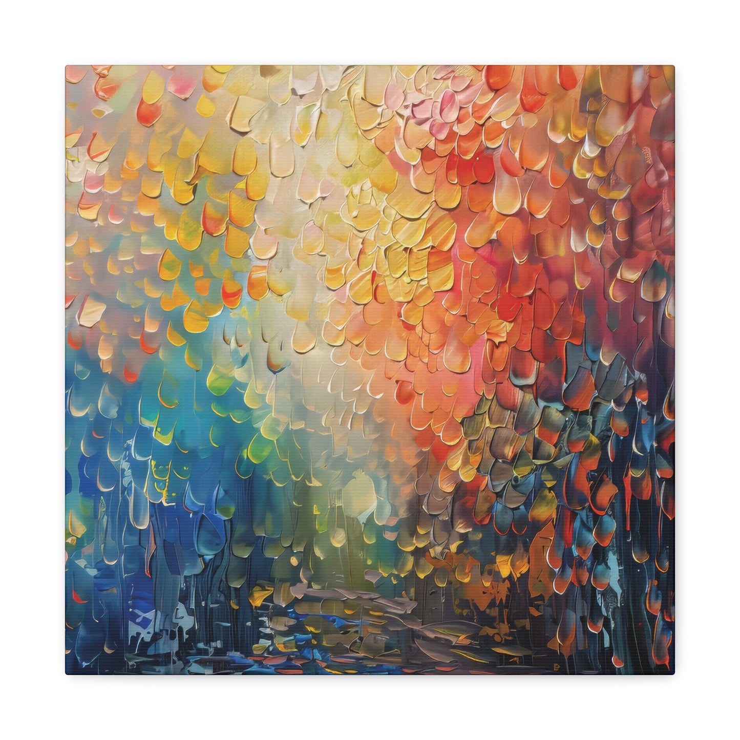 Vibrant Abstract Sun Setting Behind the Trees Print on Canvas Gallery Wraps  - 5 Sizes