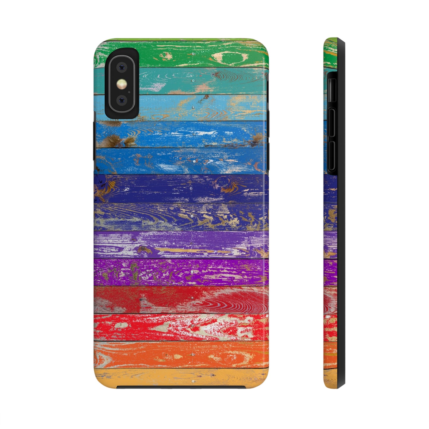 Rainbow Wood Planks Iphone Tough Phone Case