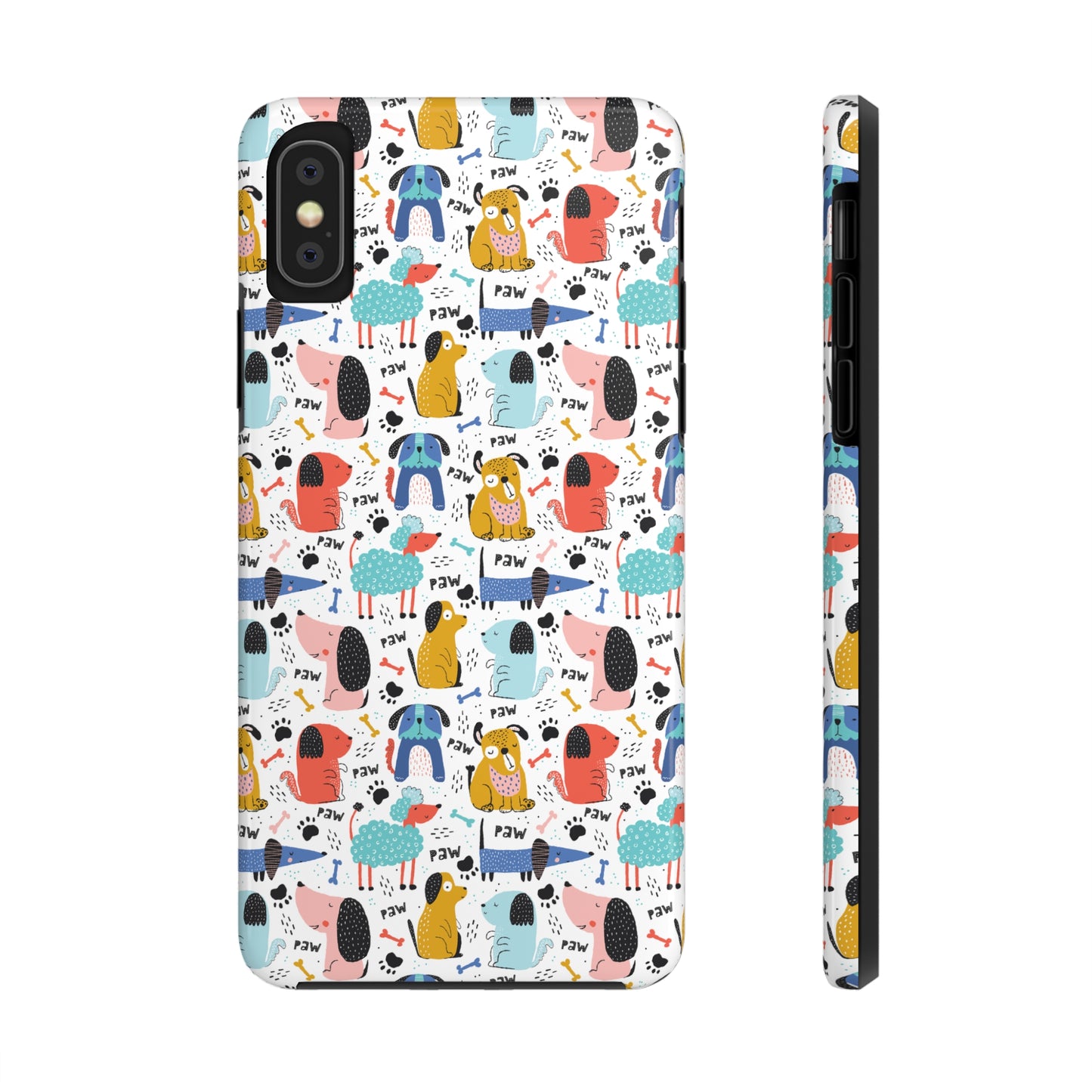 Playful Pups: Colorful Cartoon Dogs Iphone Tough Phone Case