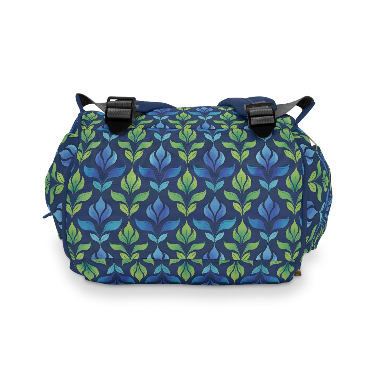 Vintage Blue and Green Botanical Multifunctional Diaper Backpack