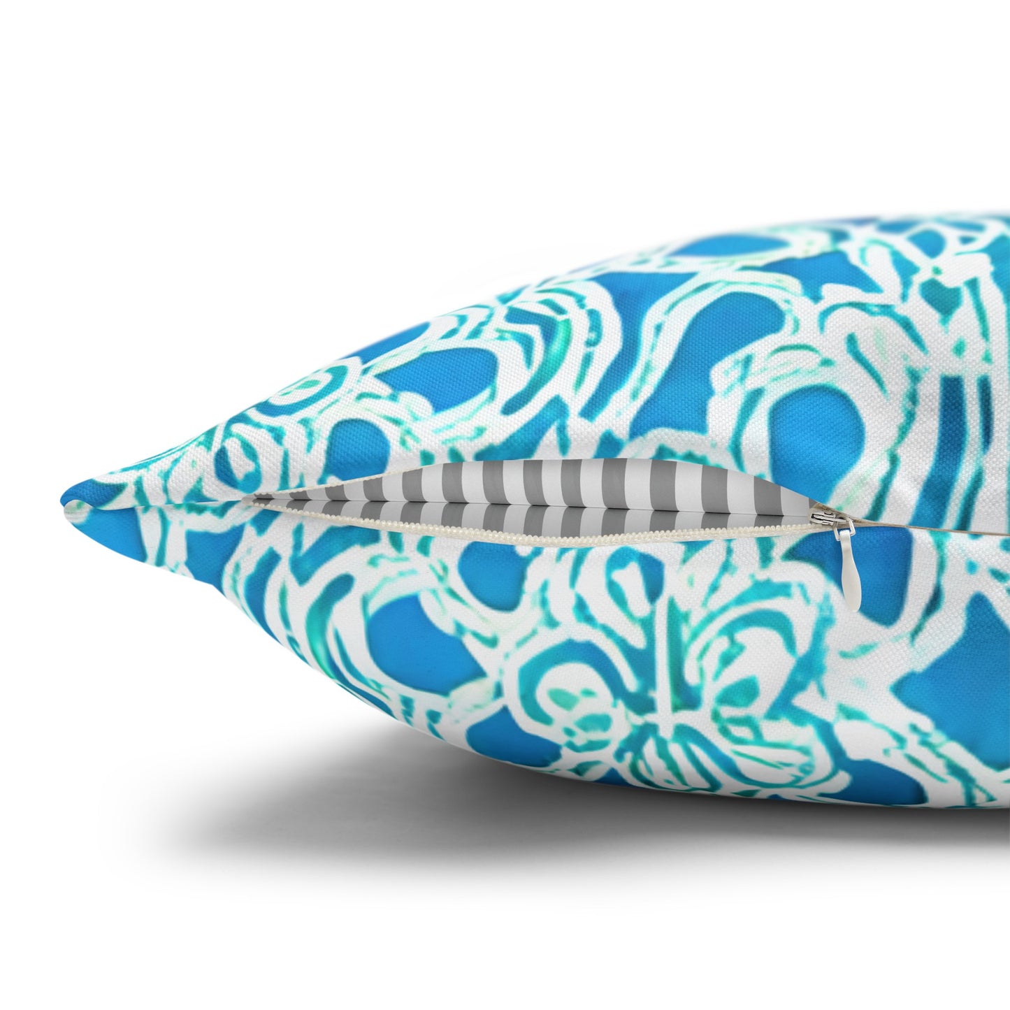 Luminous Swirls: Abstract Watercolor Floral Patterns in Lime Green and Blue Spun Polyester Square Pillowcase 4 Sizes