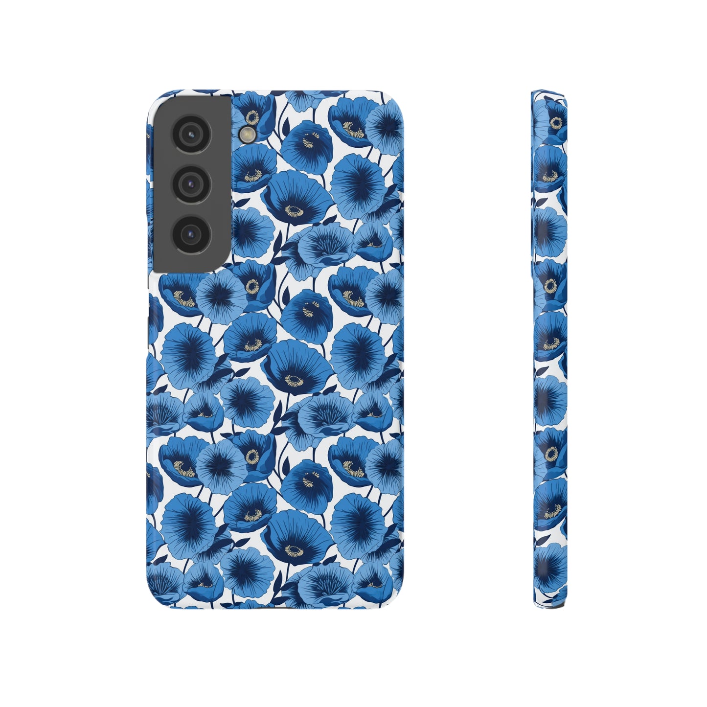 Vivid Blooms Bright Blue Poppies Design Samsung Slim Cases