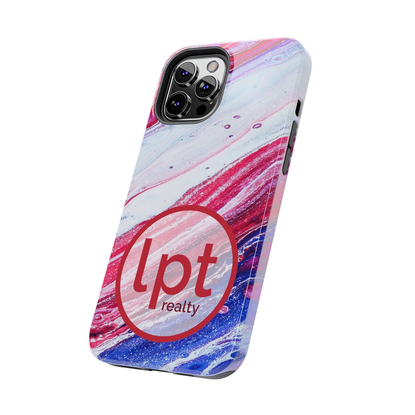 LPT Realty Logo -  Red White and Blue Alcohol Ink Design Iphone Tough Phone Case