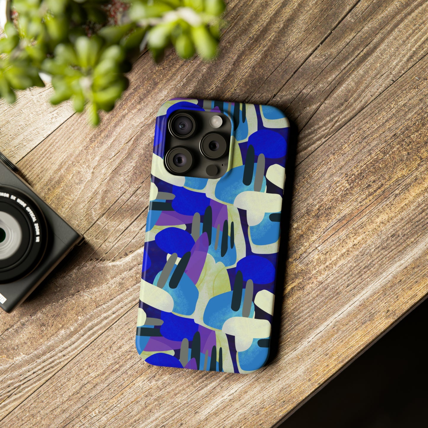 Blue, Purple and Green Abstract Design Iphone 15-12 Slim Phone Case