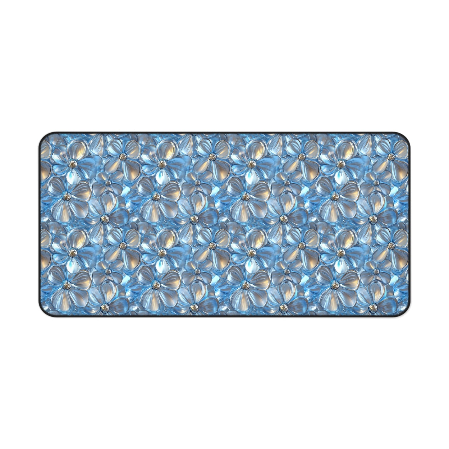3D Silver Daisies Deskmat , Spring Flowers Desk Decoration, Floral Large Mousepad, Gaming Desk Mat, Desktop Accessory