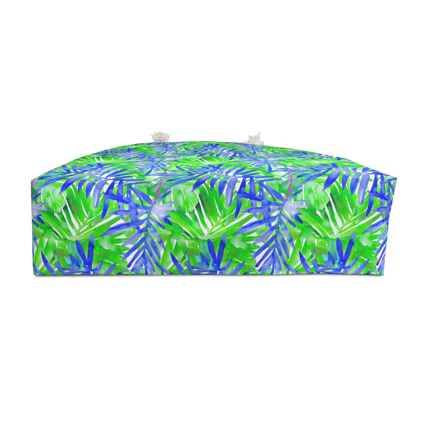 Tropical Harmony Blue and Green Palm Tree Leaves Oversized Weekender Bag