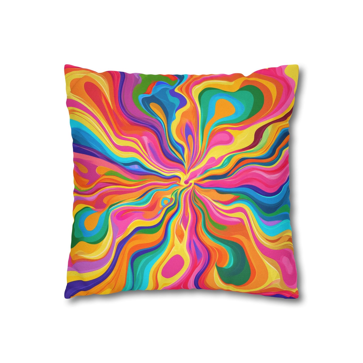 Color Rainbow Fusion Swirl Spun Polyester Square Pillowcase 4 Sizes