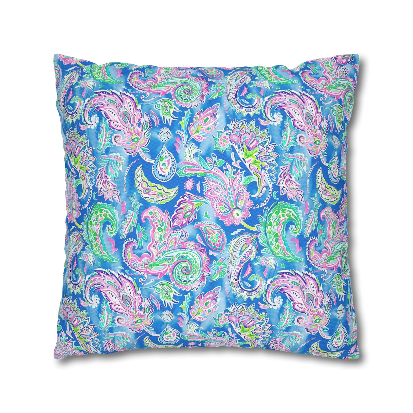 Pastel Paisley Whimsy: Delicate Design in Soft Hues Spun Polyester Square Pillowcase 4 Sizes