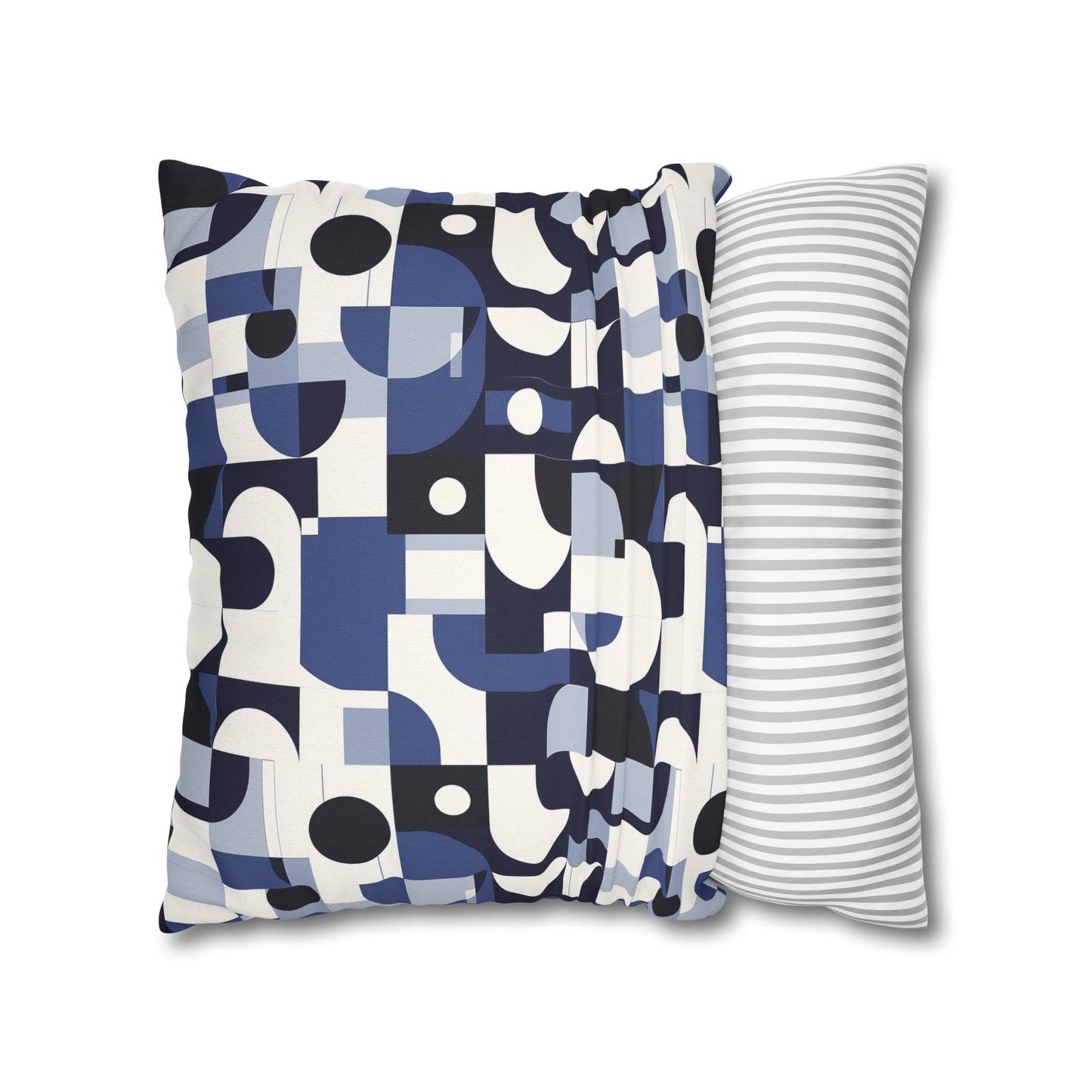 Navy Blue and White Mid-Century Modern Design Spun Polyester Square Pillowcase 4 Sizes