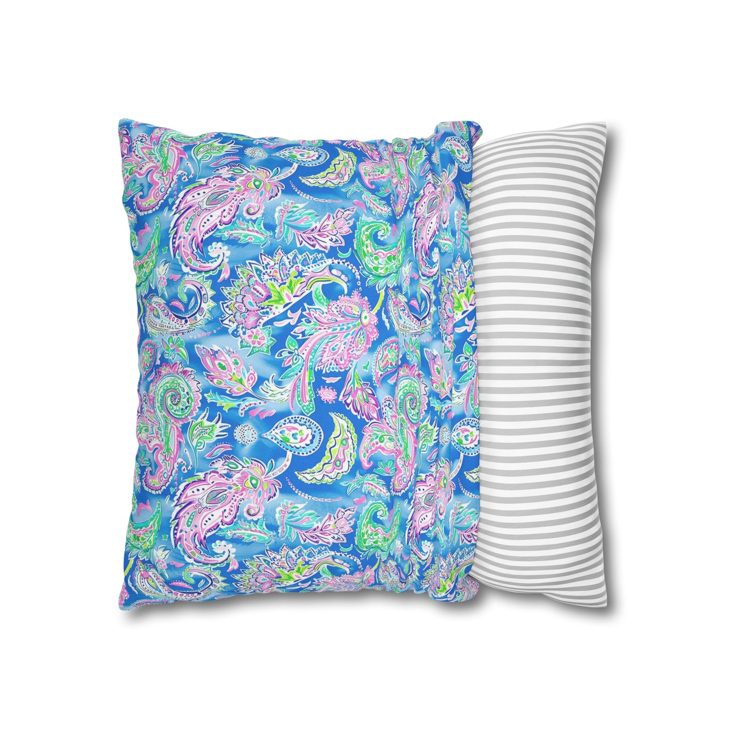 Pastel Paisley Whimsy: Delicate Design in Soft Hues Spun Polyester Square Pillowcase 4 Sizes