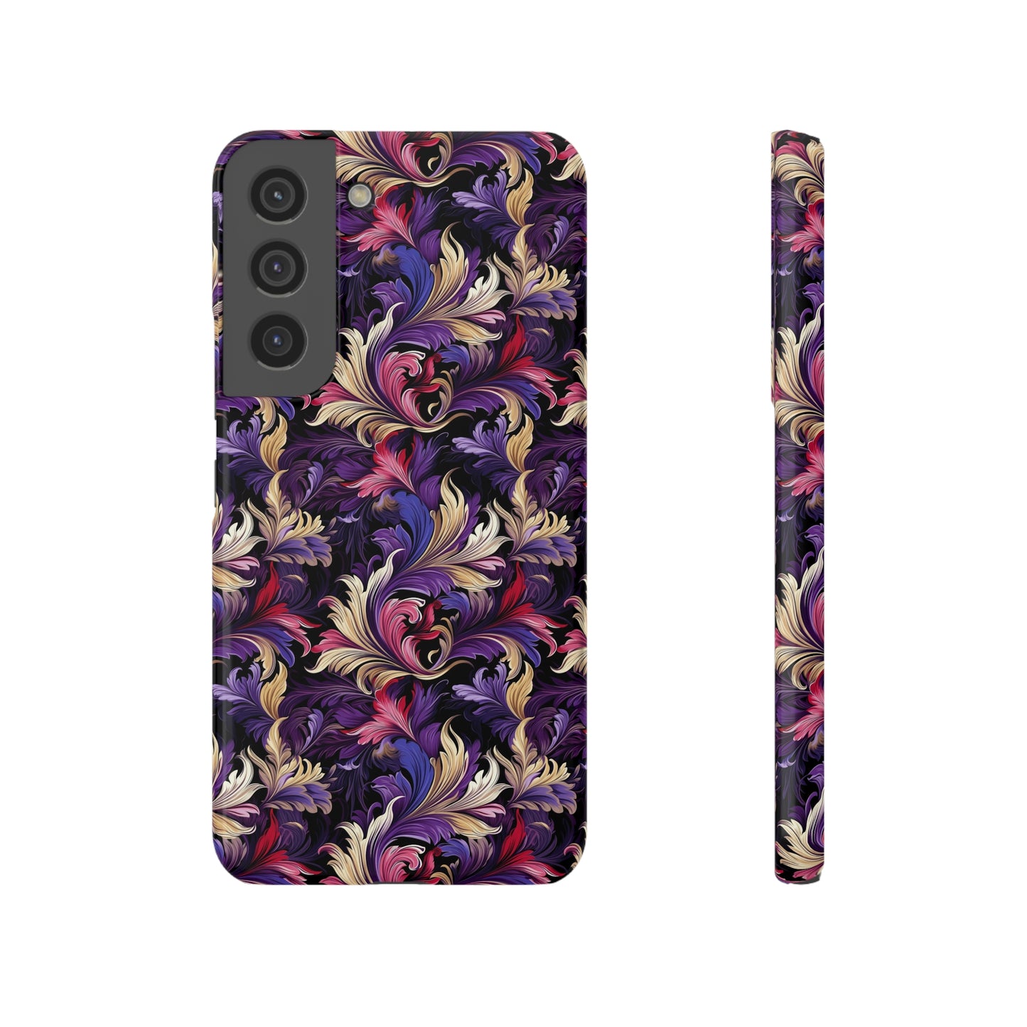 Purple, Gold & Pink Floral Swirls of Foliage Design Samsung Slim Cases