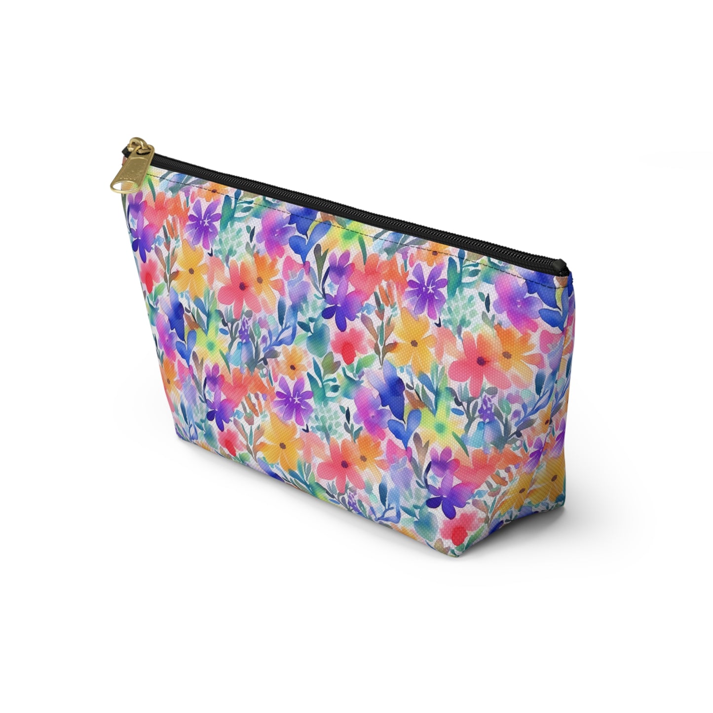 Radiant Watercolor Blooms: Bright and Vivid Floral  Design - Makeup & Accessory Bag 2 Sizes